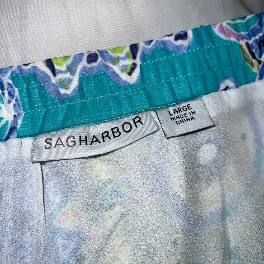 Sag Harbor Blue and Green Patterned Midi Skirt. Size large. EUC - Picture 3 of 3